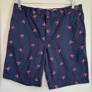Izod Men’s Lobster Print Navy and Red Chino Shorts Size 36